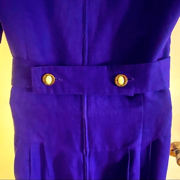 💙KATHIE LEE💙LINEN TIERED PLEAT DROP WAIST SHORT SLEEVE SHEATH VTG DRESS EUC❣️ - Picture 8 of 9